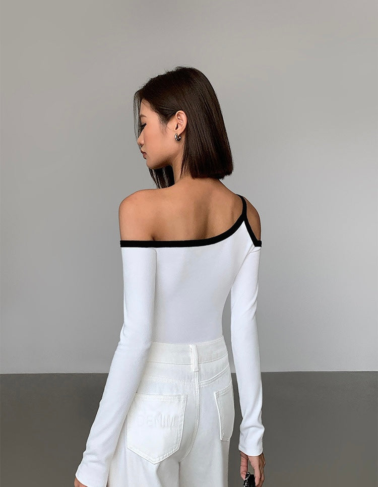 Asymmetric Off Shoulder Long Top [2 Colours]