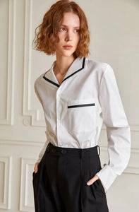 Contrast Turn Collar Shirt in White