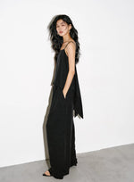 Load image into Gallery viewer, Tencel Asymmetric Cami // Pants Set in Black
