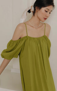 Multi-Way Blouson Cami Dress in Green