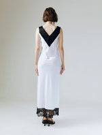 Load image into Gallery viewer, Grace Lace Silk Maxi Dress in White
