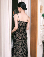 Load image into Gallery viewer, Textured Lace Cami Gown in Black
