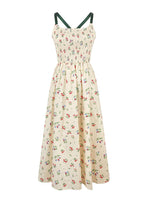 Load image into Gallery viewer, Floral Cross Tie Back Midi Dress in Cream
