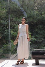 Load image into Gallery viewer, Cotton Blend Tie Top // Maxi Skirt in Cream
