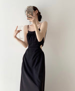 Load image into Gallery viewer, Low Back Tie Maxi Dress in Black
