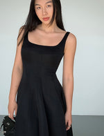 Load image into Gallery viewer, Square Neck A-Line Maxi Dress in Black
