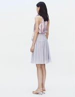 Load image into Gallery viewer, Satin Bow Top // Bias Cut Skirt in Purple
