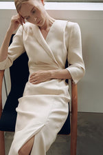 Load image into Gallery viewer, Korean Nova Tailored Dress in Cream

