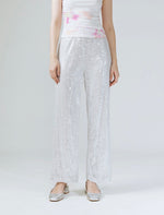 Load image into Gallery viewer, Tyra Sequin Pants in Silver
