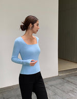 Load image into Gallery viewer, Light Knit Square Neck Top in Blue

