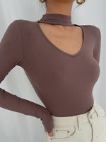 Load image into Gallery viewer, Cutout V Neck Long Sleeve Top [4 Colours]
