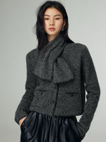 Load image into Gallery viewer, Woolen Jacket + Scarf Set in Grey
