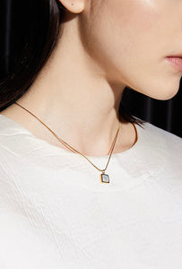Mother Of Pearl Square Pendant Necklace