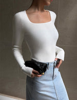 Load image into Gallery viewer, Light Knit Square Neck Top in White
