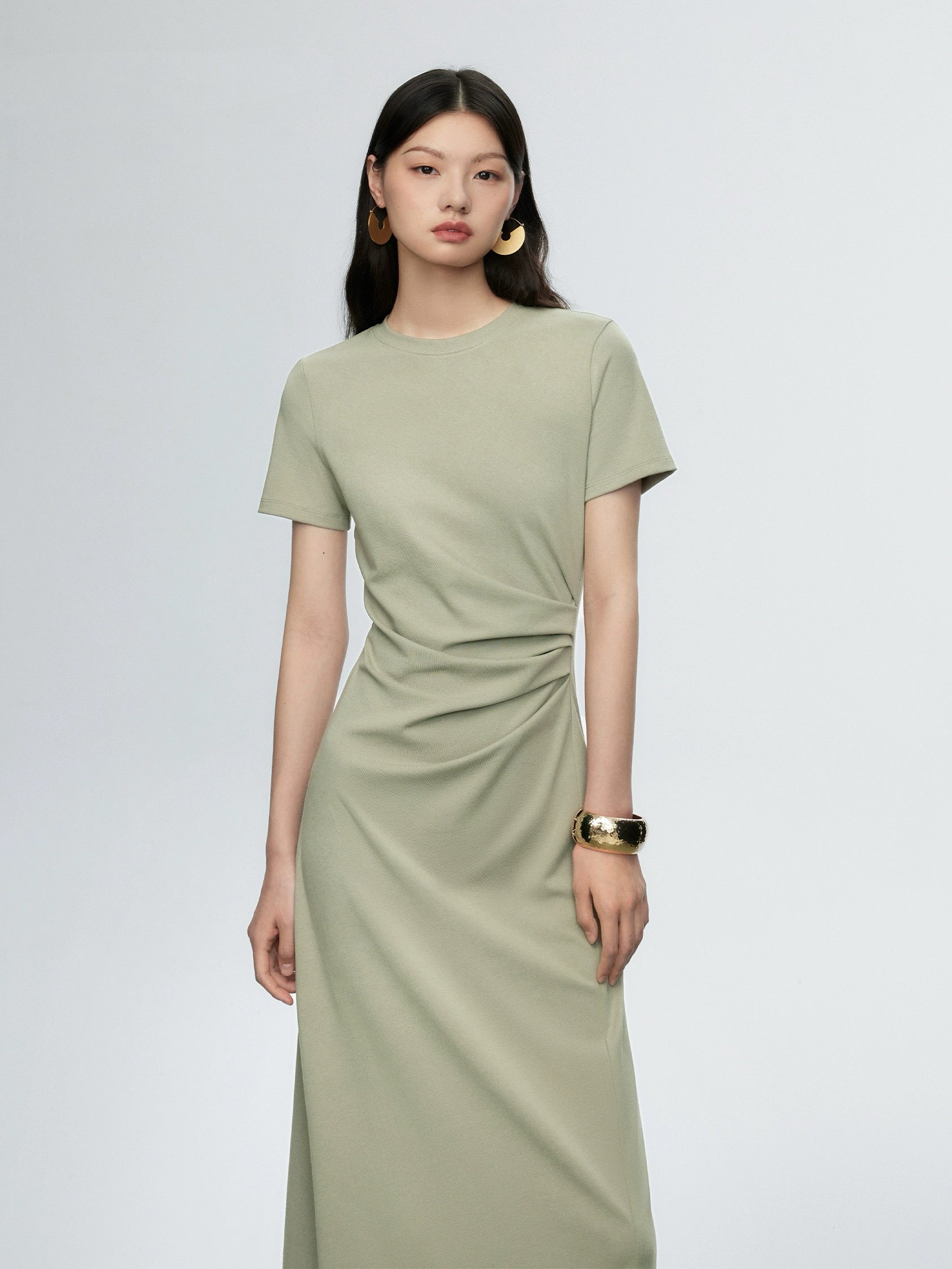 Shirring Midi Dress [2 Colours]