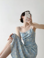 Load image into Gallery viewer, Watercolour Cami Midi Dress in Blue
