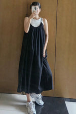 Load image into Gallery viewer, Korean Crepe Tent Maxi Dress in Black
