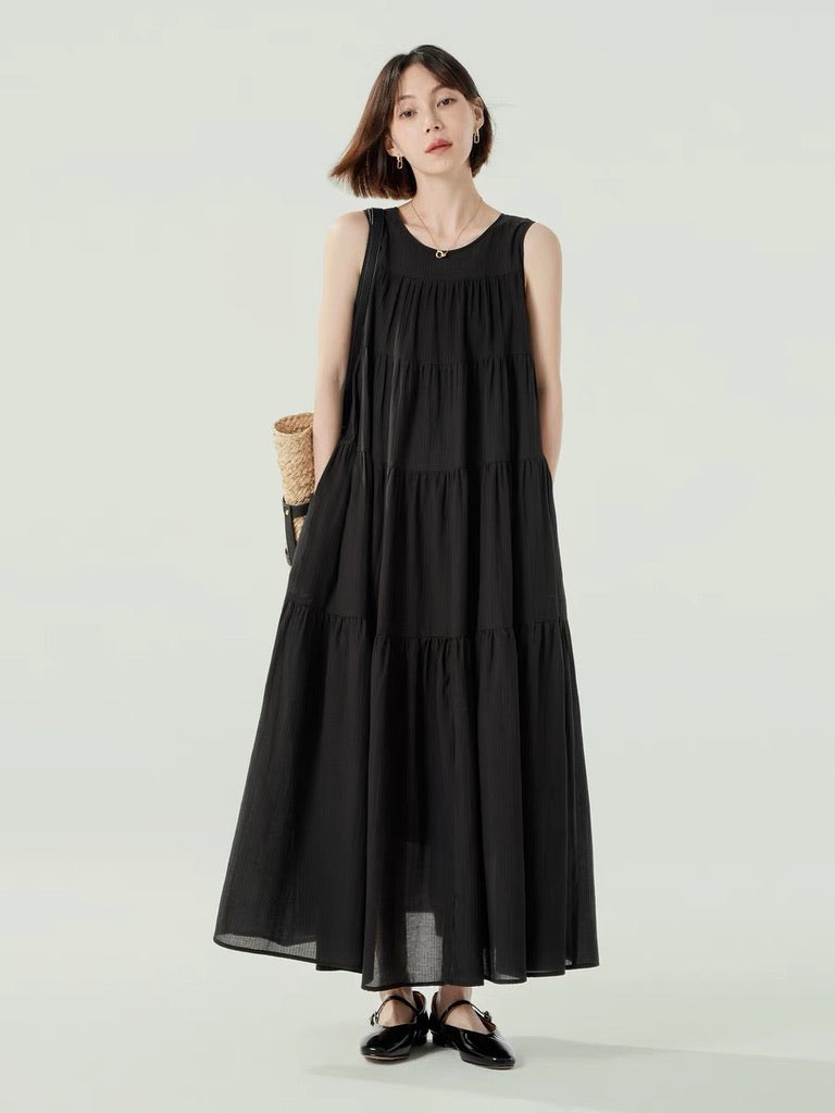 Tiered Tank Tent Dress in Black LEXI + LOU Tiered Tank Tent Dress in Black LEXI + LOU