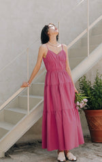 Load image into Gallery viewer, Gathered Tiered Maxi Dress in Pink
