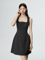 Load image into Gallery viewer, Curve Neckline Tulip Dress in Black
