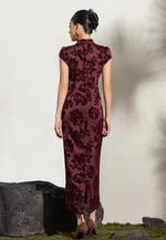 Load image into Gallery viewer, Floral Stretch Maxi Cheongsam in Red
