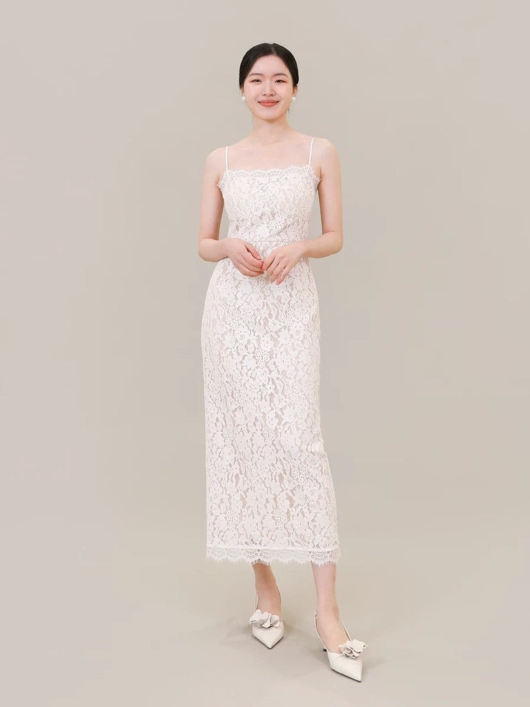 Lace Shift Dress in White