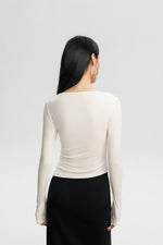 Load image into Gallery viewer, Asymmetric Neckline Tulle Shirring Top [2 Colours]
