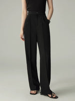 Load image into Gallery viewer, Tailored Straight Leg Line Trousers in Black
