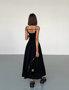 Double Cami Strap Maxi Dress in Black