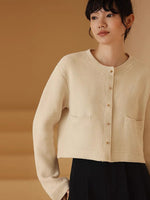 Load image into Gallery viewer, Knitted Boxy Pocket Jacket in Cream
