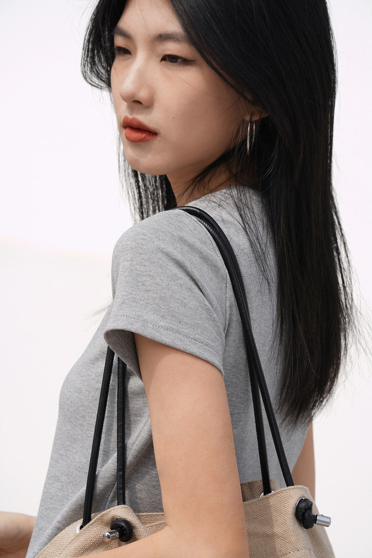 Classic Cropped Tee in Grey