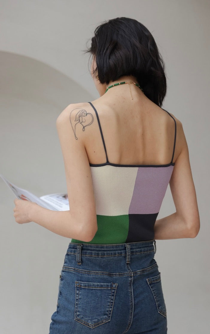 Light Knit Colourblock Camisole in Multi