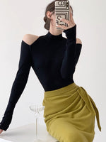 Load image into Gallery viewer, Shoulder Cutout Long Sleeve Top in Black
