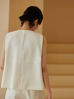 Load image into Gallery viewer, Tailored Chiffon Top + Shorts Set in White
