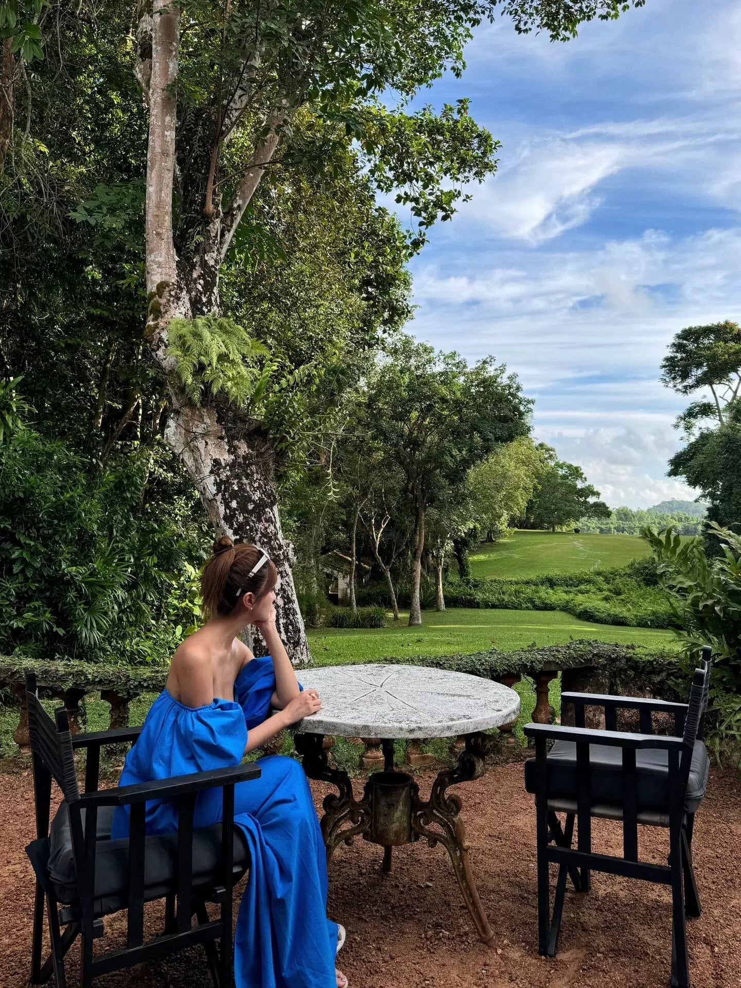 Bustier Off Shoulder Puff Sleeve Dress in Blue