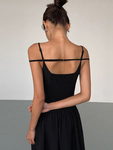 Double Cami Strap Maxi Dress in Black