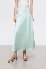 Load image into Gallery viewer, High Waist Maxi Slip Skirt in Mint

