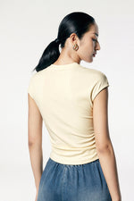 Load image into Gallery viewer, Cap Sleeve Side Shirring Top in Yellow
