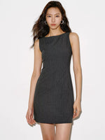 Load image into Gallery viewer, Striped Sheath Mini Dress in Grey
