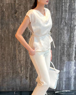 Load image into Gallery viewer, Korean Tencel Blend Wrap Tie Blouse [2 Colours]
