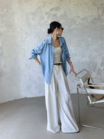 Load image into Gallery viewer, Chambray Shirt + Shorts Set
