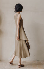 Load image into Gallery viewer, Asymmetric Layered Dress in Latte
