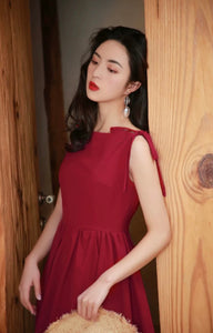 Boatneck Ribbon Tie Dress [3 Colours]