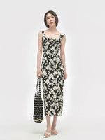 Load image into Gallery viewer, Floral Midi Shift Dress in Black
