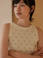 Load image into Gallery viewer, Fine Knit Polka Top in Cream
