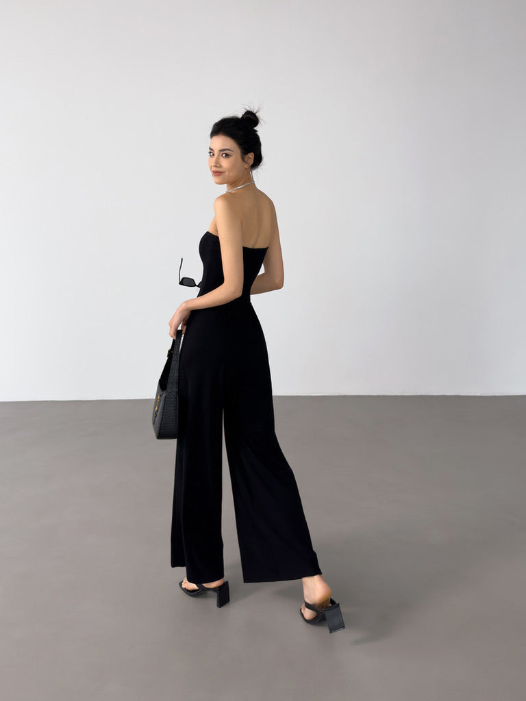 [Ready to Ship] Bustier Stretch Maxi Jumpsuit in Black