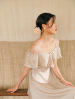 Load image into Gallery viewer, Ruffle Cami Maxi Dress in Champagne
