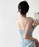 Load image into Gallery viewer, Watercolour Cami Midi Dress in Blue
