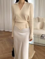 Load image into Gallery viewer, Korean Collar Wrap Knit Cardigan [3 Colours]
