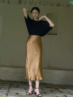 Load image into Gallery viewer, Textured Mermaid Slip Skirt in Gold
